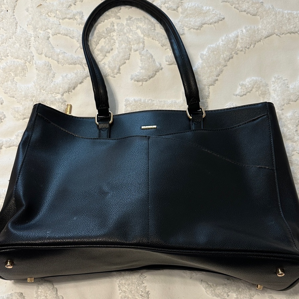 Elegant Black Leather Tote Bag